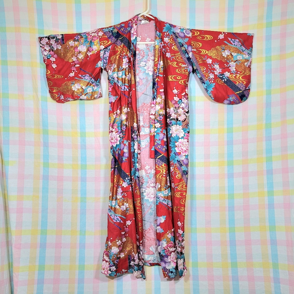Vintage authentic Japanese Kimono traditional style cotton oriental house coat